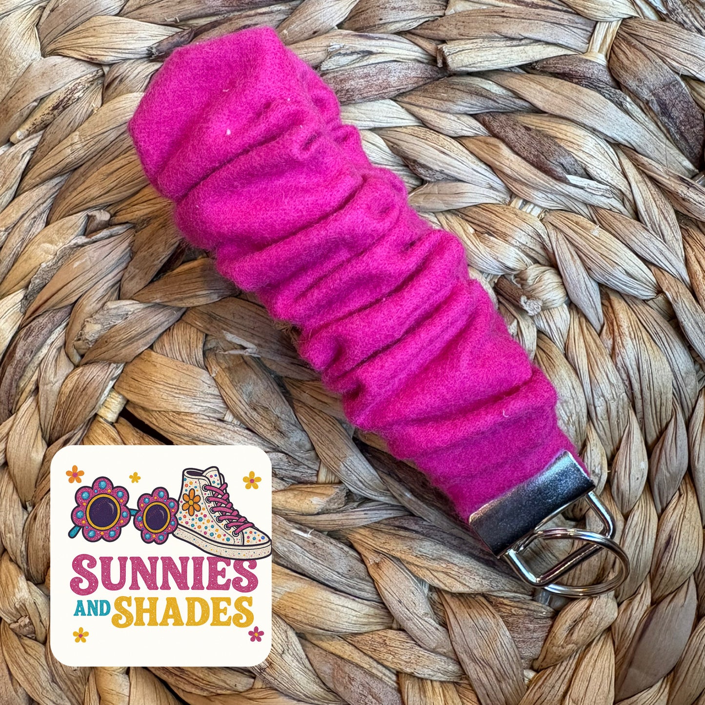 RTS - Magenta Flannel Scrunchie Keychain