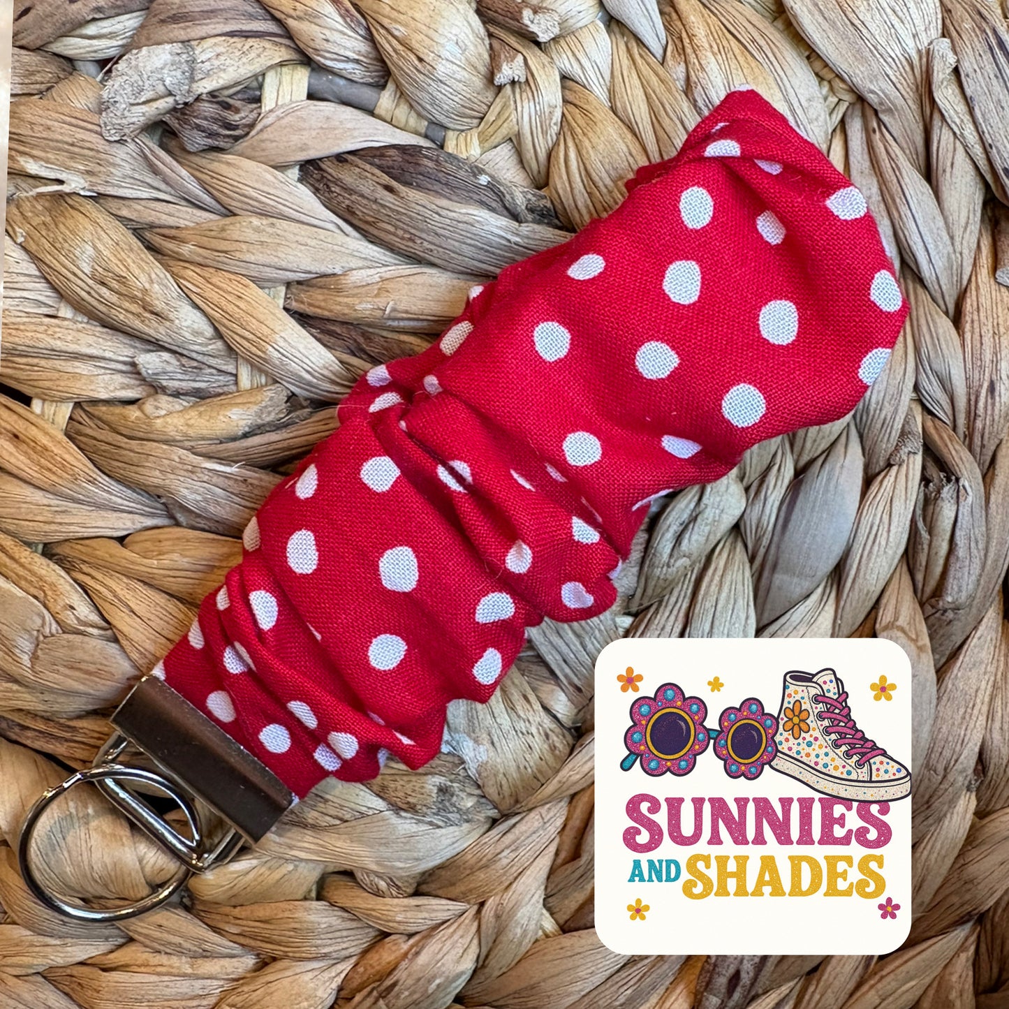 RTS - Red w/ White Polka Dot Keychain