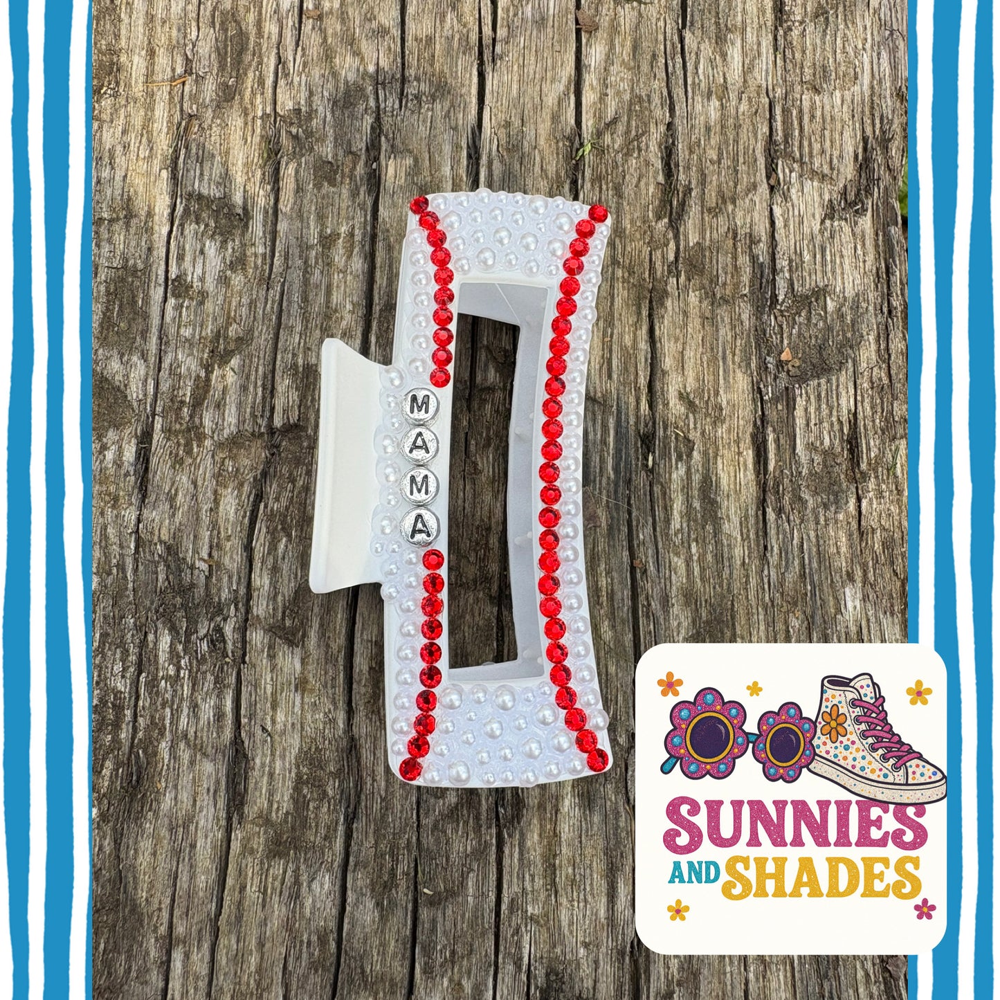 Baseball Inspired Hair Clip