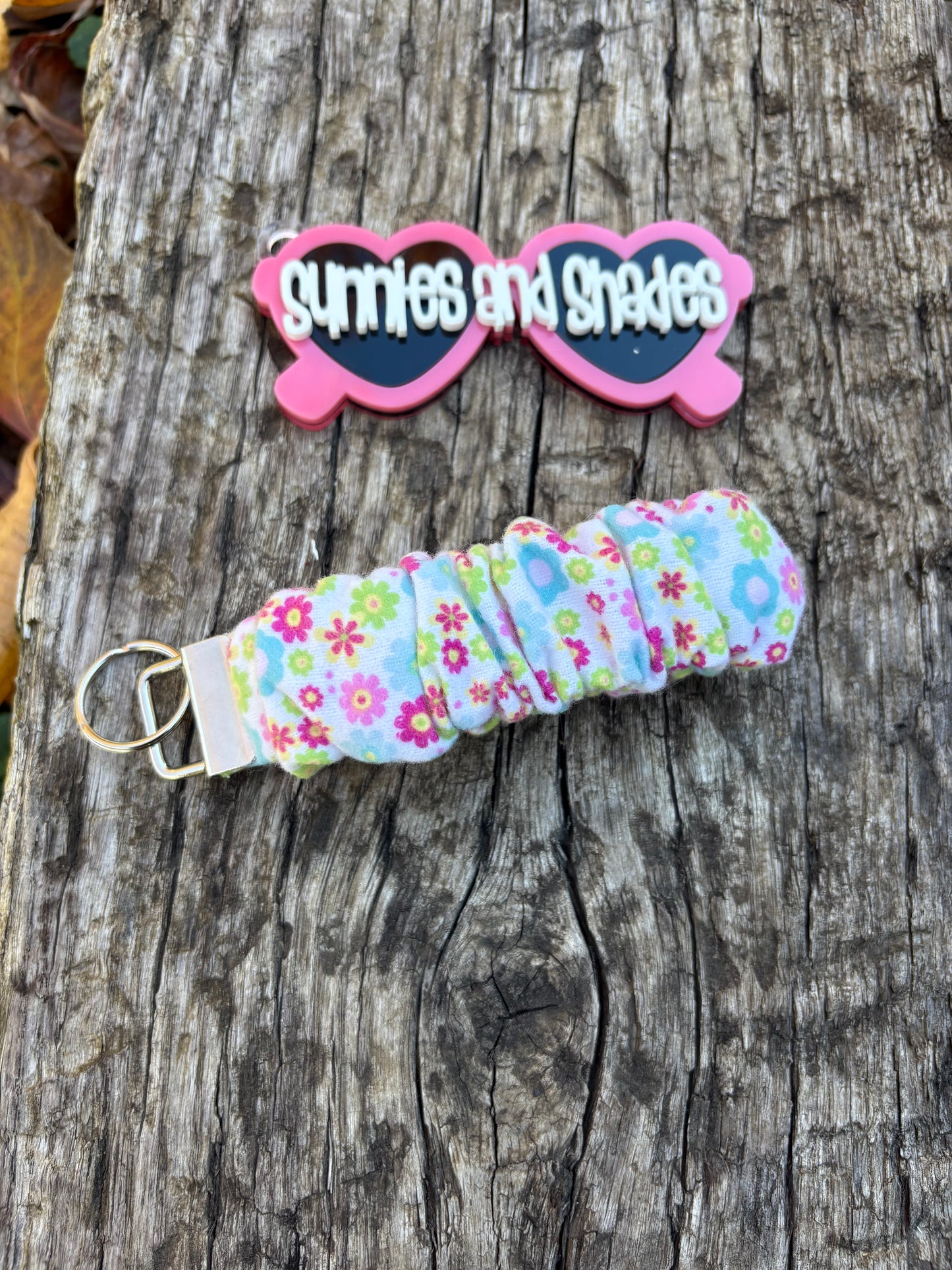 RTS - Floral Flannel Scrunchie Keychain