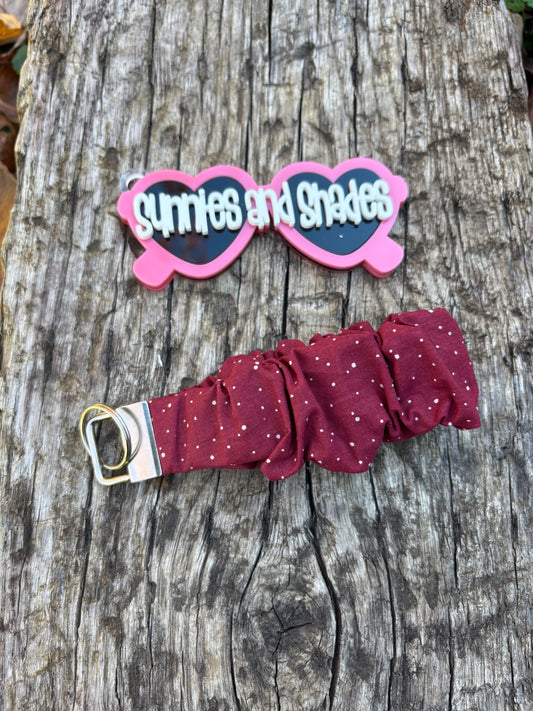 RTS - Maroon Speckled Scrunchie Keychain
