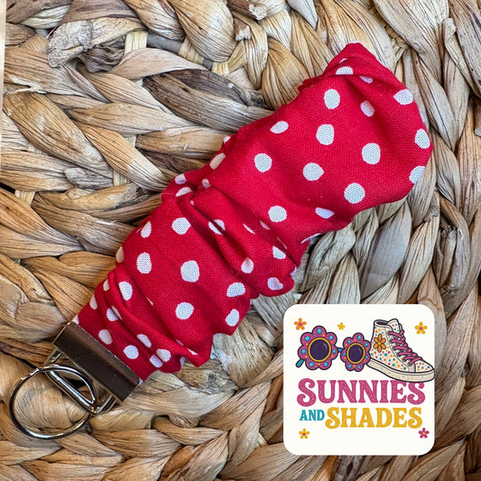 RTS - Red w/ White Polka Dot Keychain