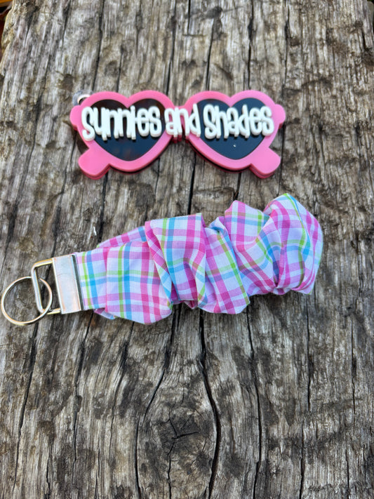RTS - Pastel Plaid Scrunchie Keychain