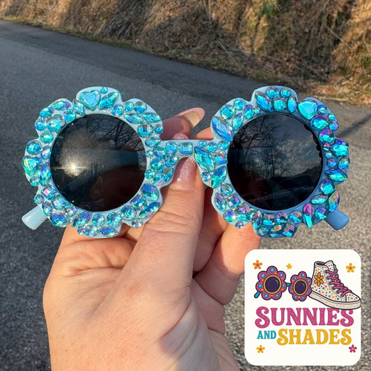 RTS - Kid Blue Sunnies w/ Chunky Blue Bling