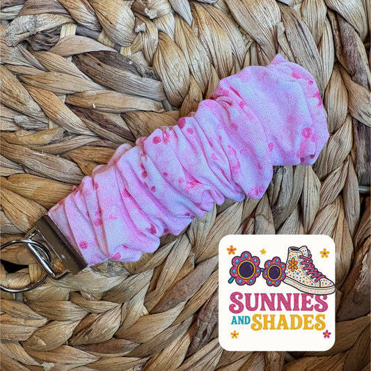 RTS - pink dot tie-die scrunchie keychain