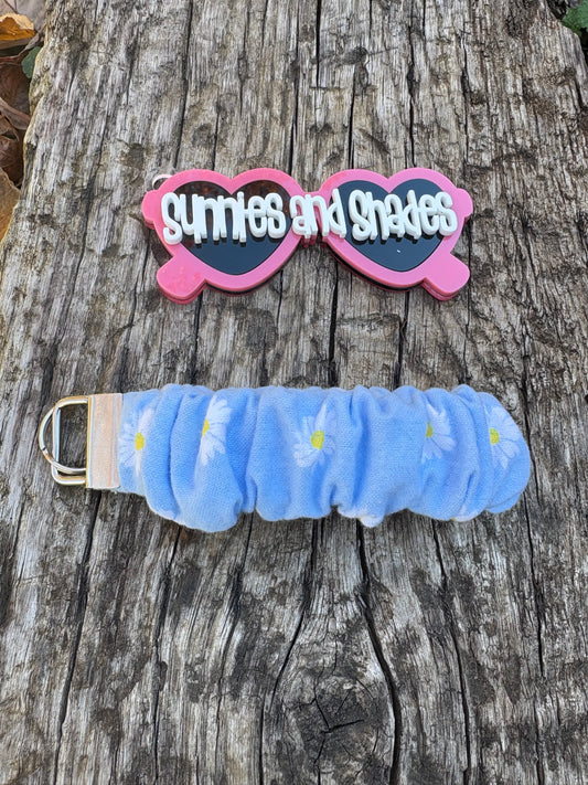 RTS - Daisy Flannel Scrunchie keychain