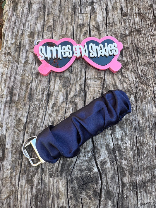 RTS - Navy Satin Scrunchie Keychain