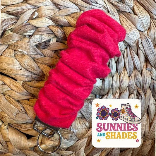 RTS - Solid Red Flannel Scrunchie Keychain